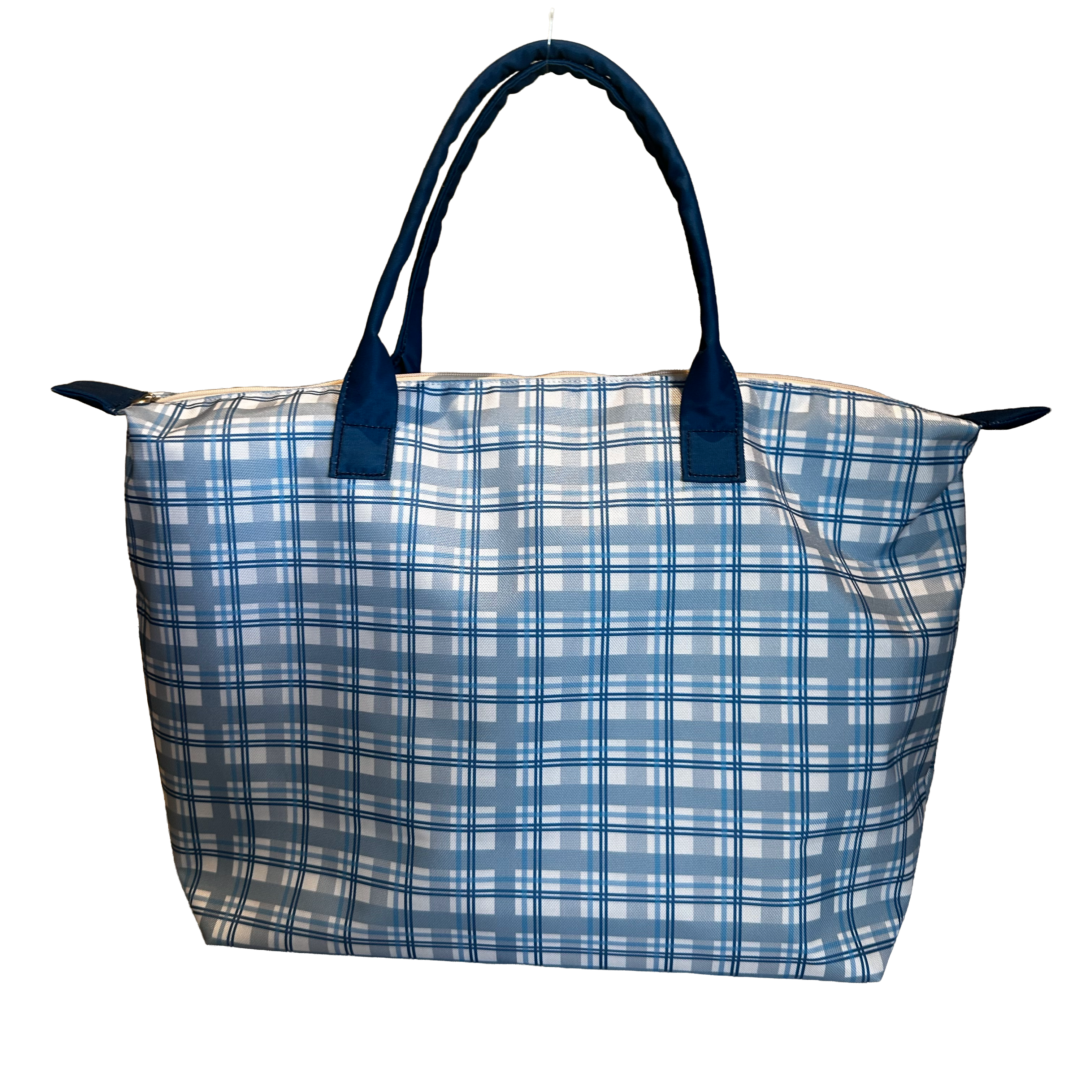BOLSA TOTE GRANDE CON COSMETIQUERA AJEDREZ AZUL
