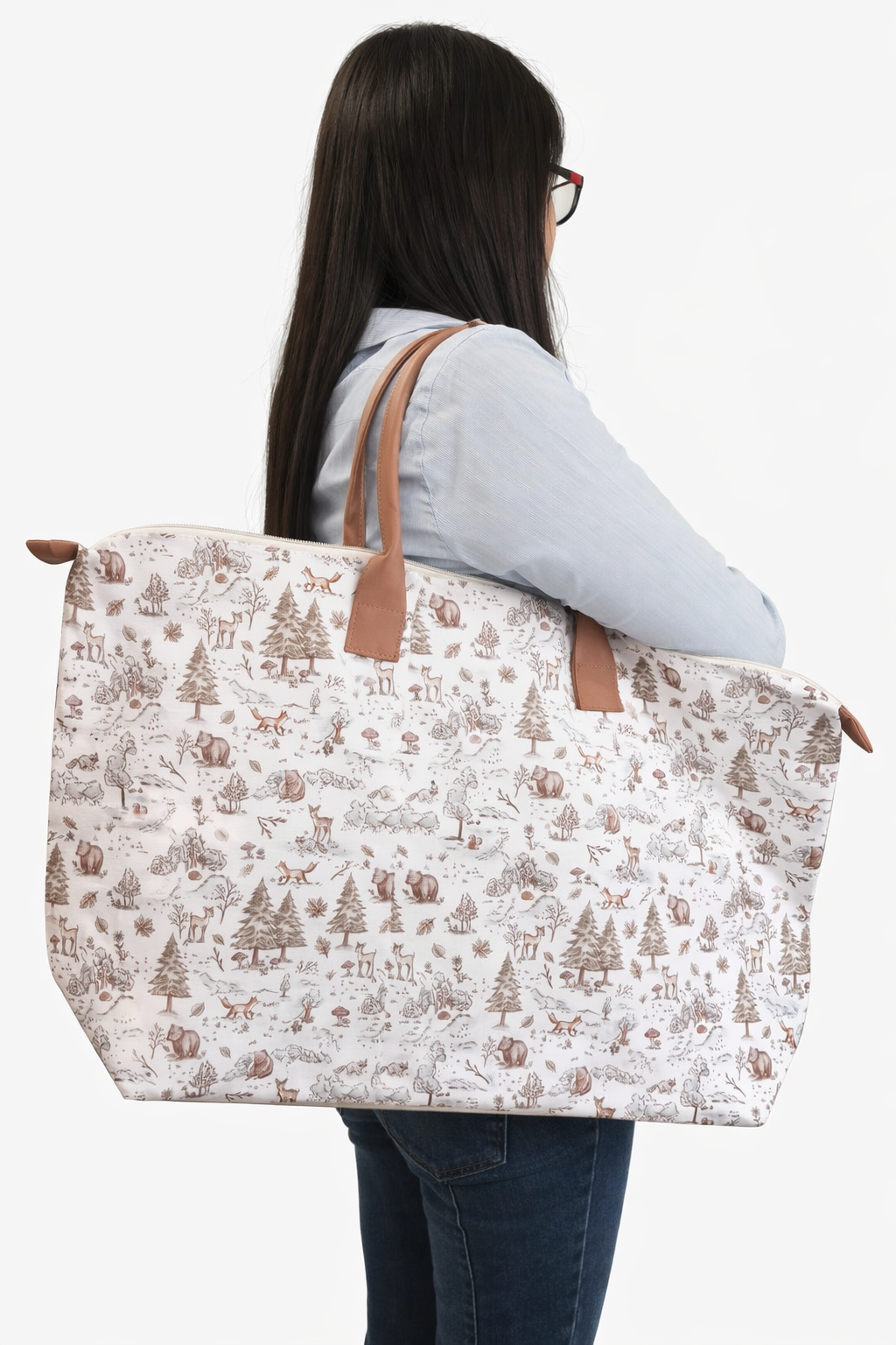 BOLSA TOTE GRANDE CON COSMETIQUERA BOSQUE