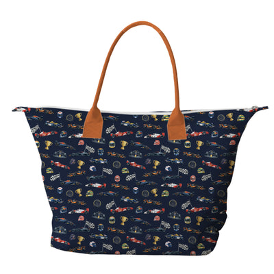 BOLSA TOTE GRANDE CON COSMETIQUERA F1 AZUL MARINO