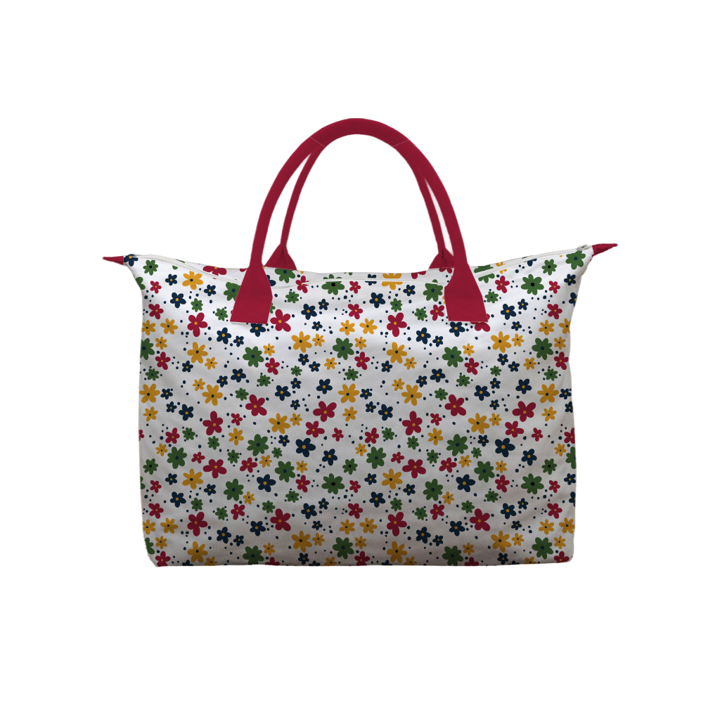 BOLSA TOTE GRANDE CON COSMETIQUERA FLORES COLORIDAS