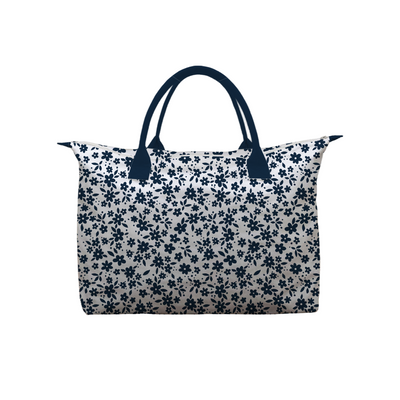 BOLSA TOTE GRANDE CON COSMETIQUERA FLORES AZULES