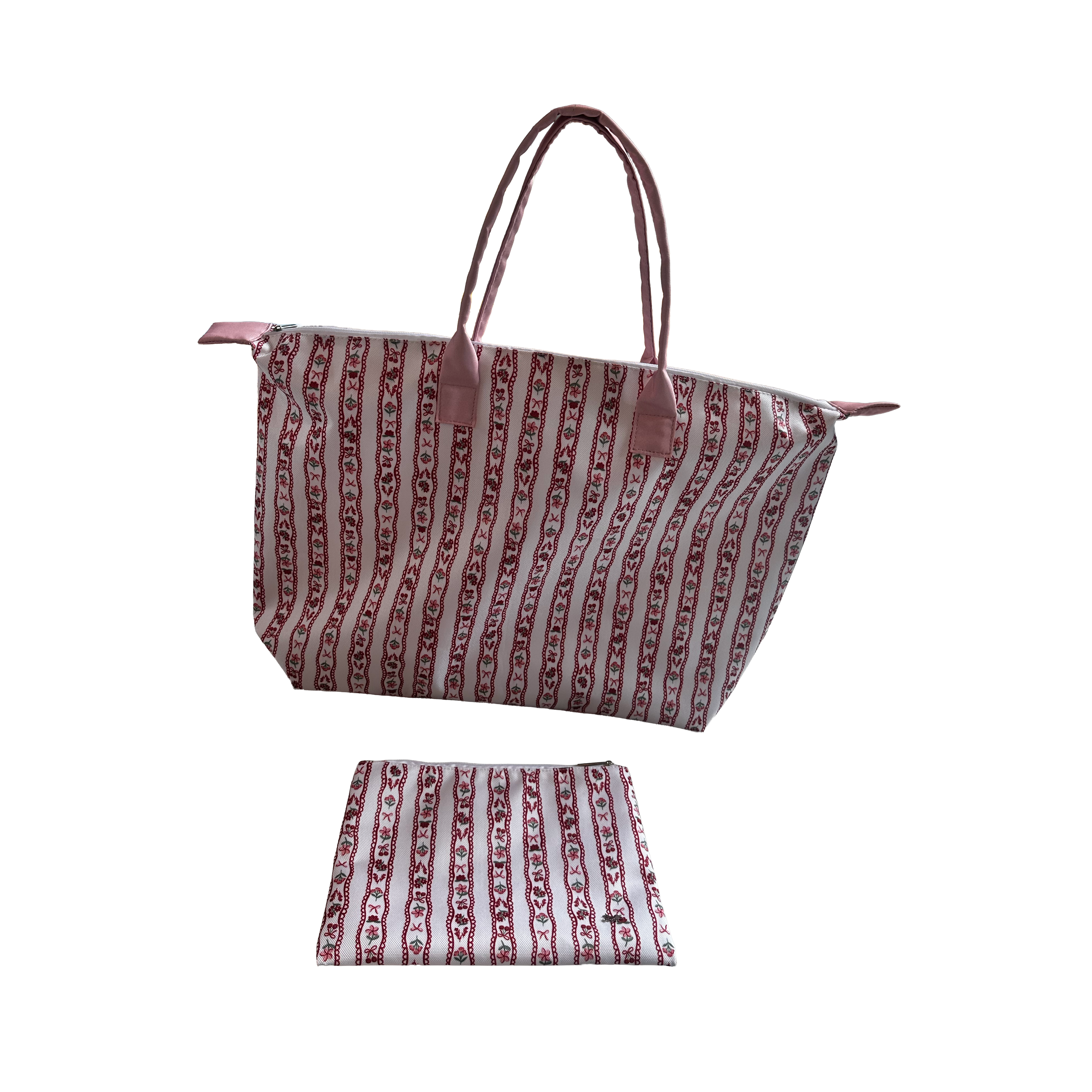 BOLSA TOTE GRANDE CON COSMETIQUERA FLORES