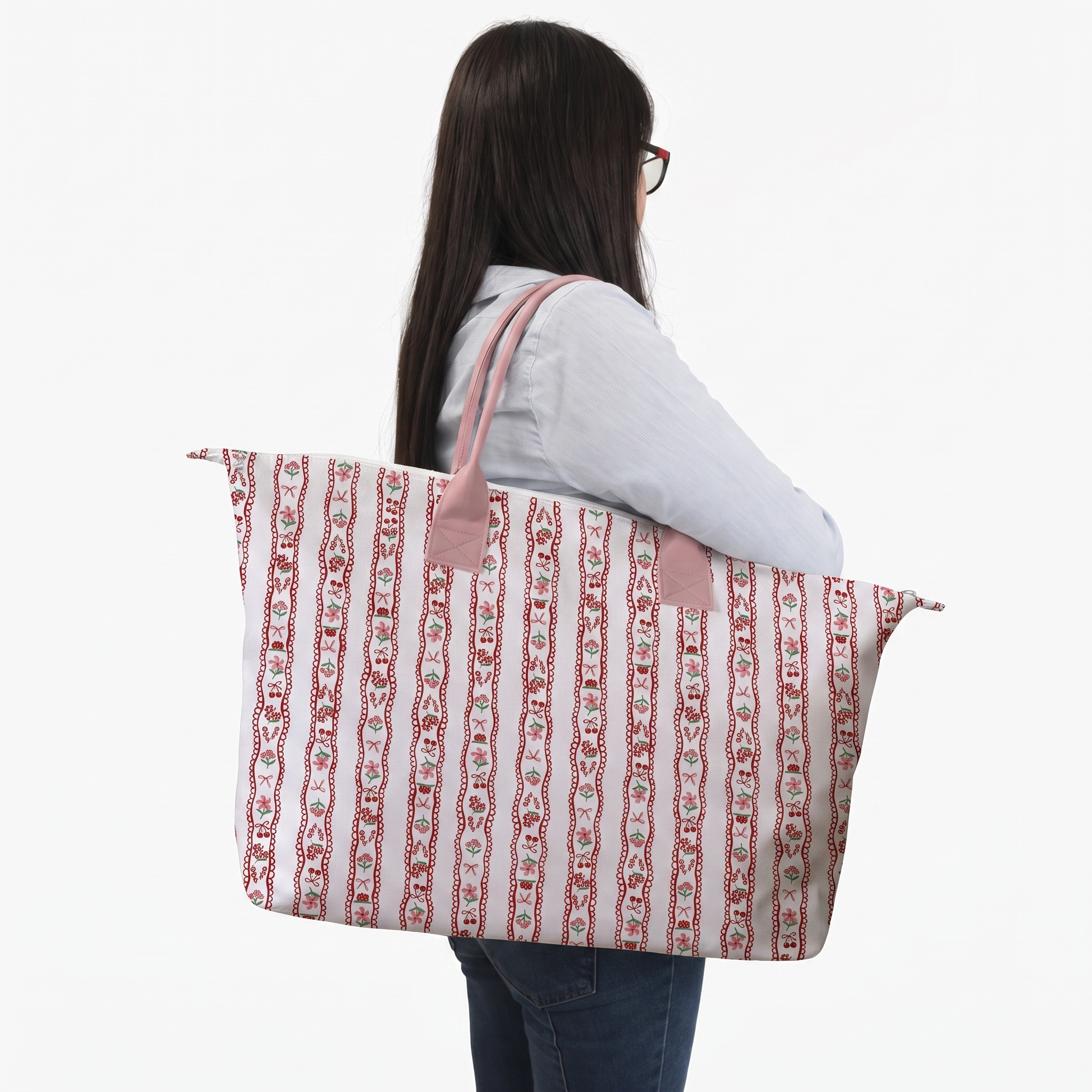 BOLSA TOTE GRANDE CON COSMETIQUERA FLORES