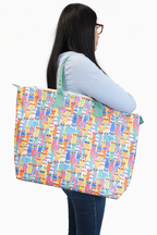 BOLSA TOTE GRANDE CON COSMETIQUERA GATOS