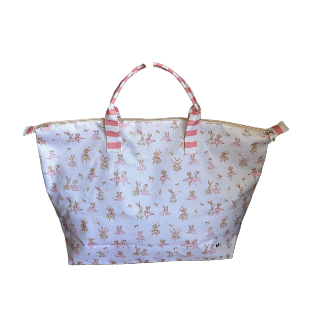 BOLSA TOTE GRANDE CON COSMETIQUERA RATONAS BAILARINAS