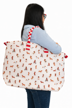 BOLSA TOTE GRANDE CON COSMETIQUERA PERROS SALCHICHA NIÑA