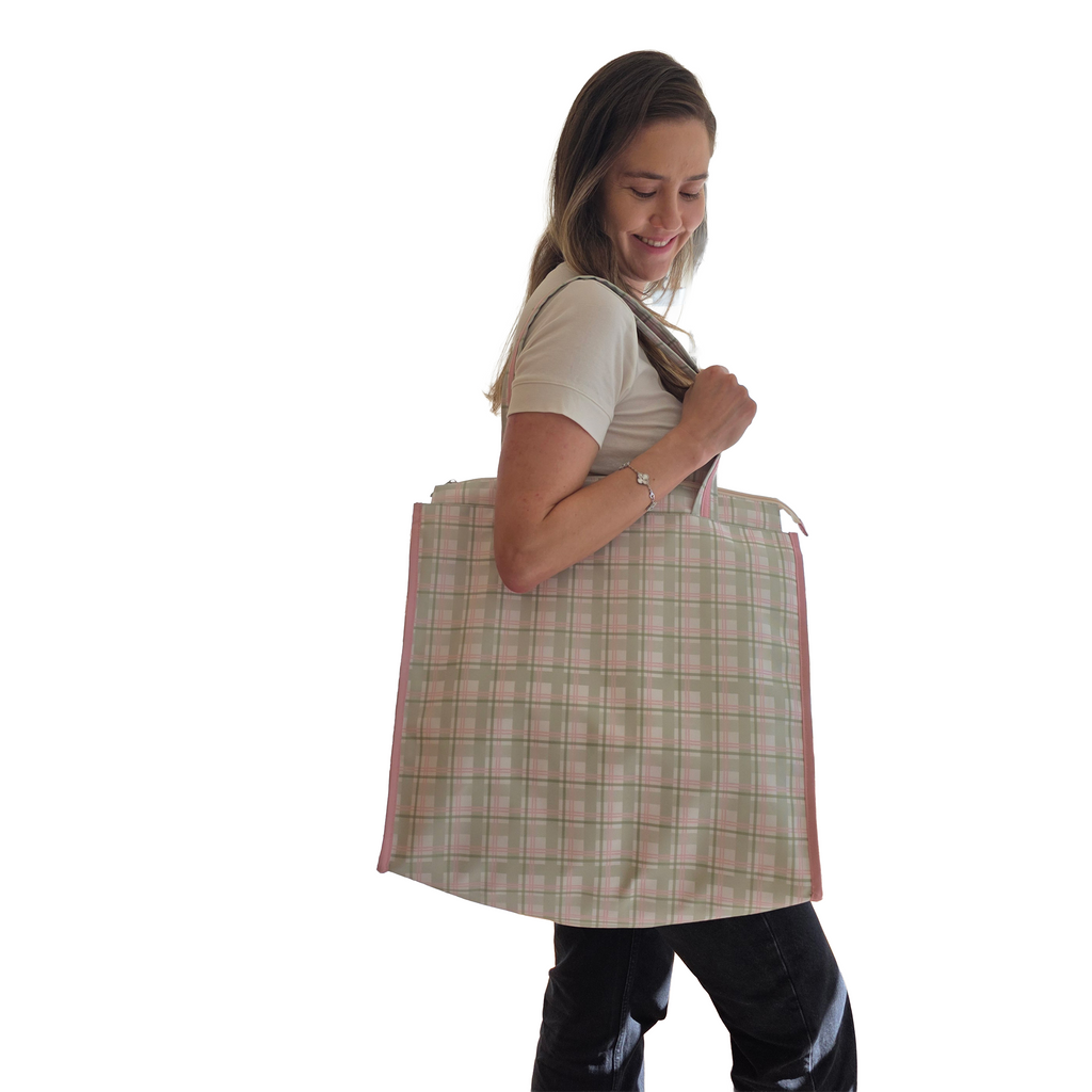 BOLSA CABE TODO GIGANTE AJEDREZ VERDE