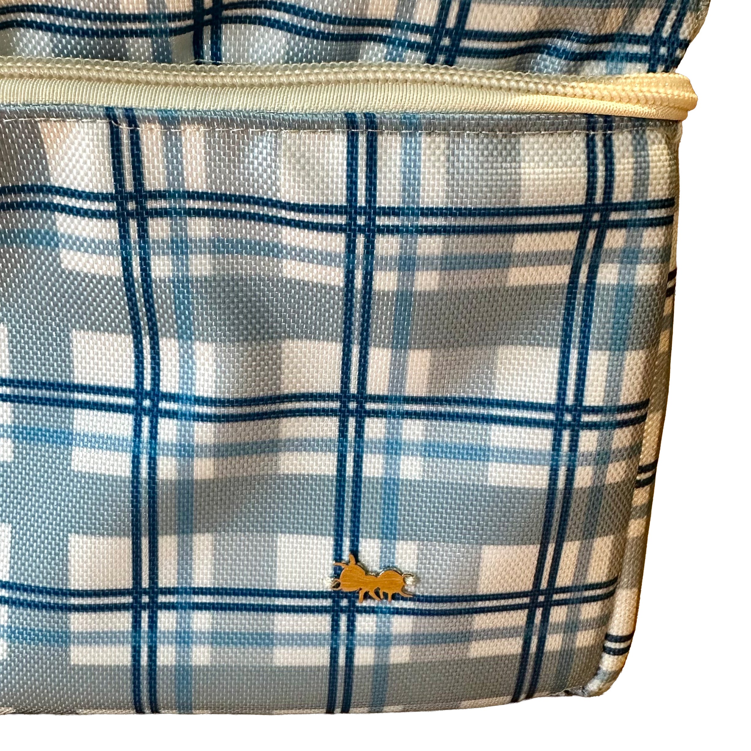 MOCHILA PAÑALERA IMPERMEABLE AJEDREZ AZUL