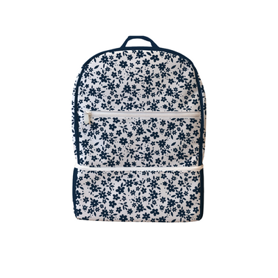 MOCHILA PAÑALERA IMPERMEABLE FLORES AZULES
