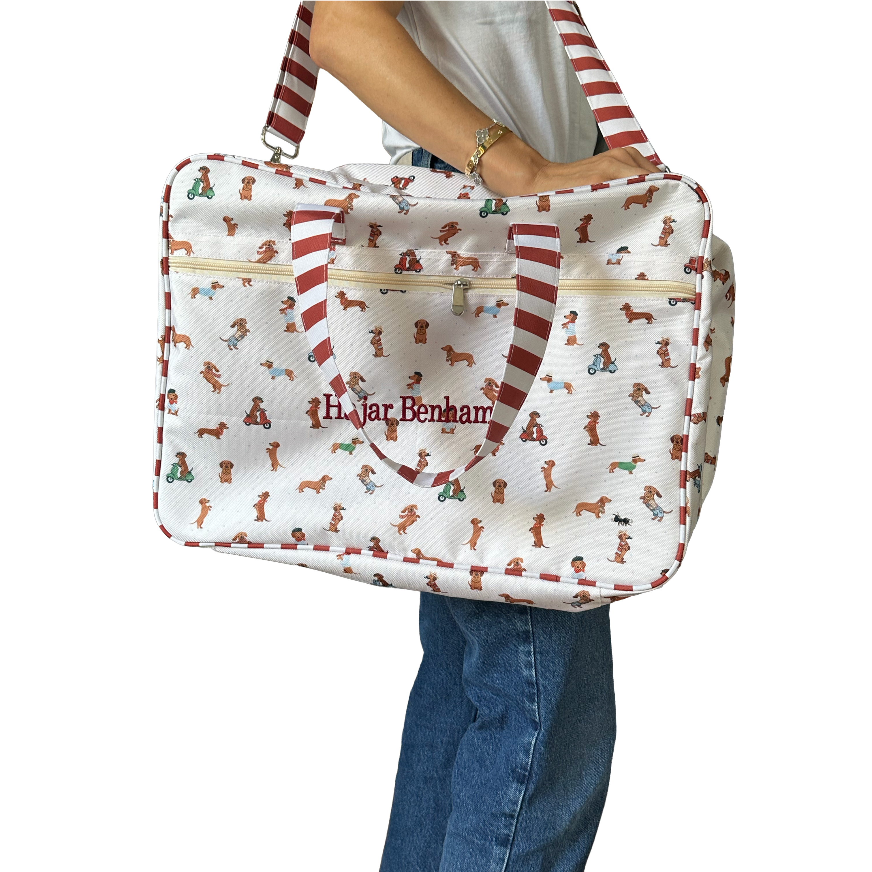 MALETA PARA FIN DE SEMANA PERROS SALCHICHA UNISEX ROJO