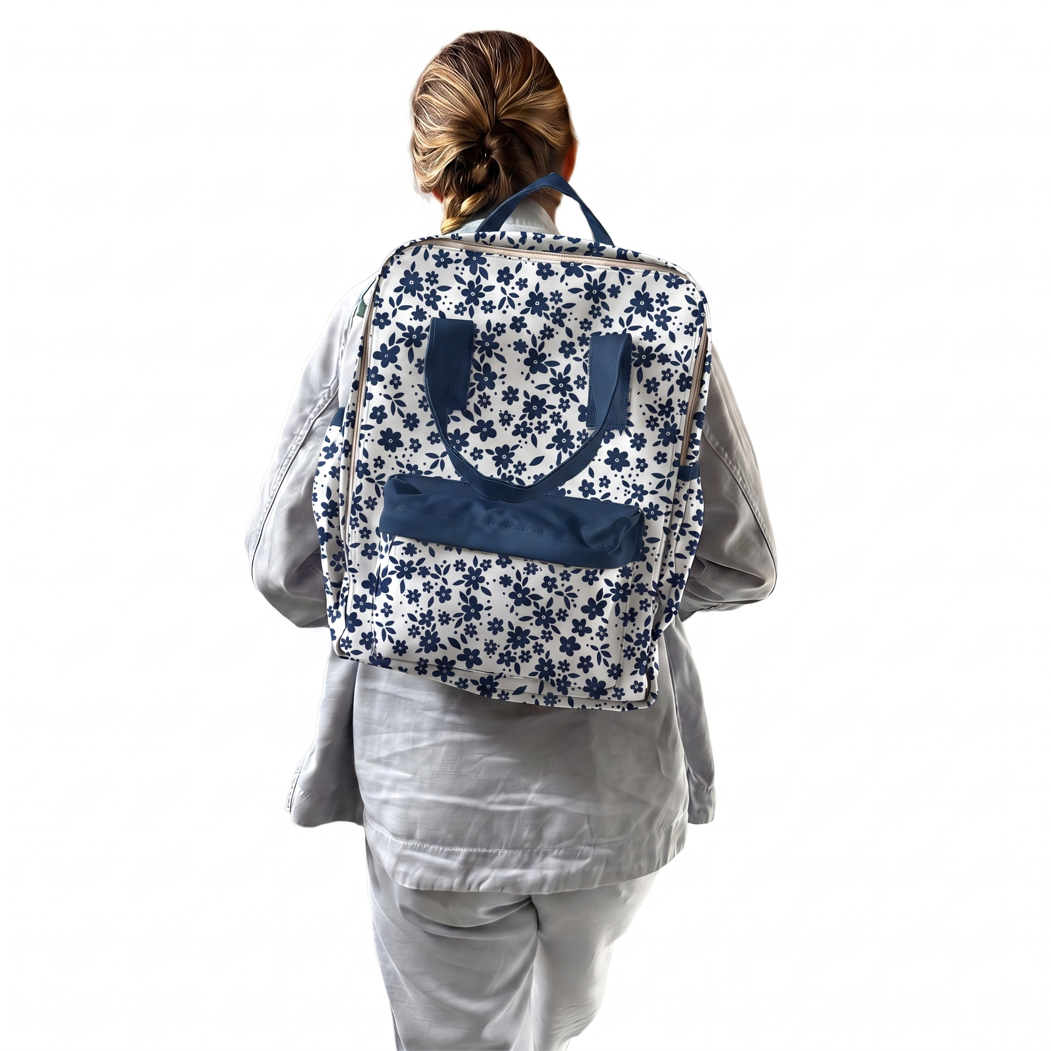 MOCHILA COOL PARA ESCUELA FLORES AZULES
