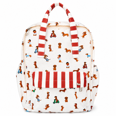 MOCHILA COOL PARA ESCUELA PERROS SALCHICHA UNISEX ROJO