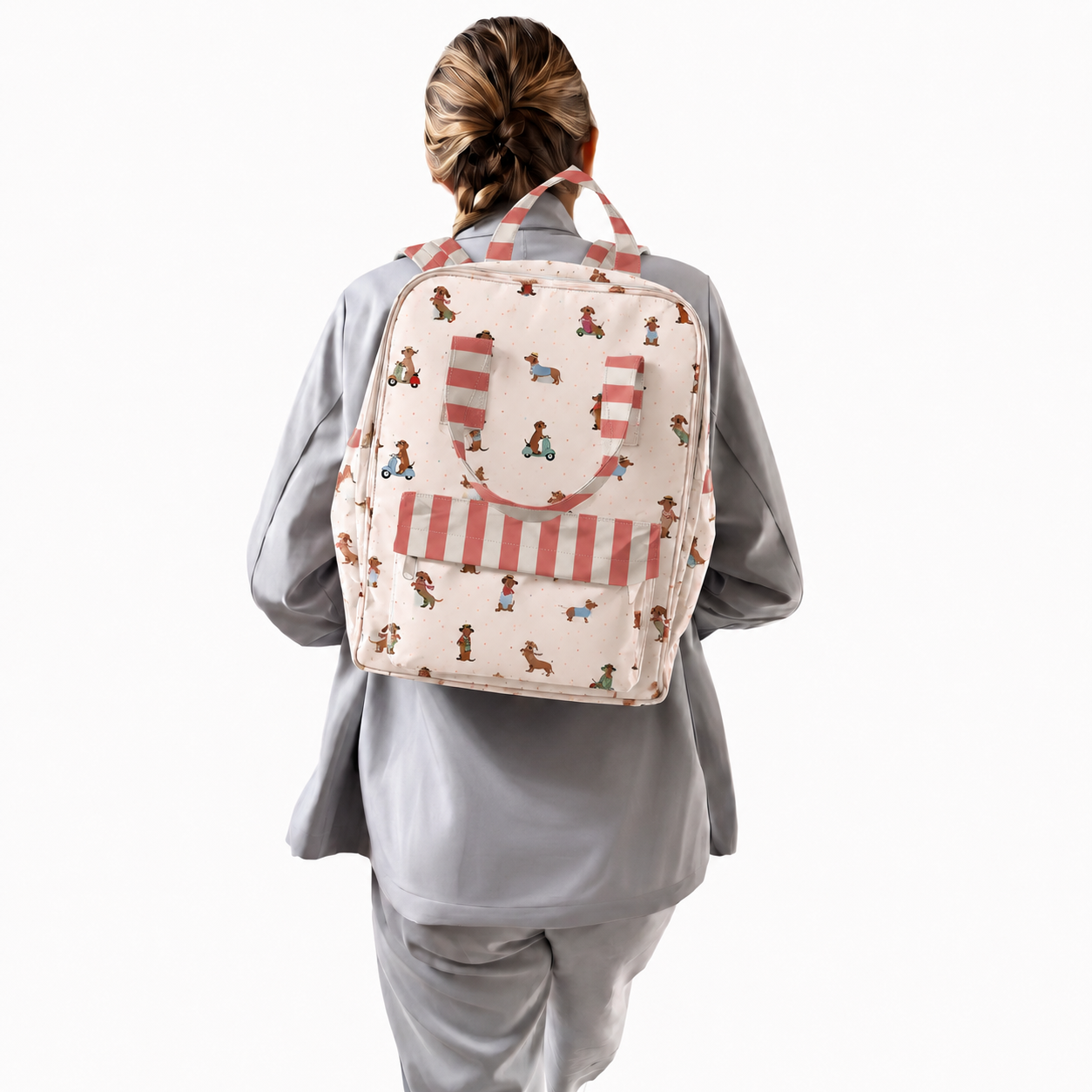 MOCHILA COOL PARA ESCUELA PERROS SALCHICHA UNISEX ROJO