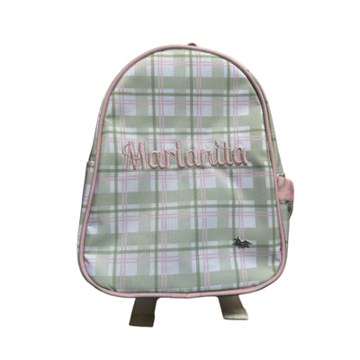 MOCHILA MINI BABY AJEDREZ VERDE