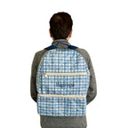 MOCHILA PAÑALERA IMPERMEABLE AJEDREZ AZUL