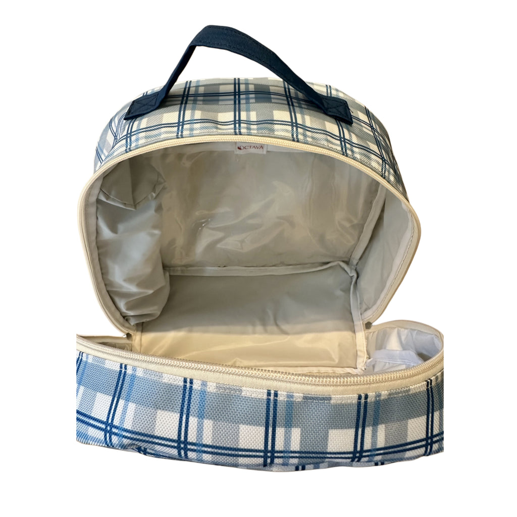 MOCHILA PAÑALERA IMPERMEABLE AJEDREZ AZUL
