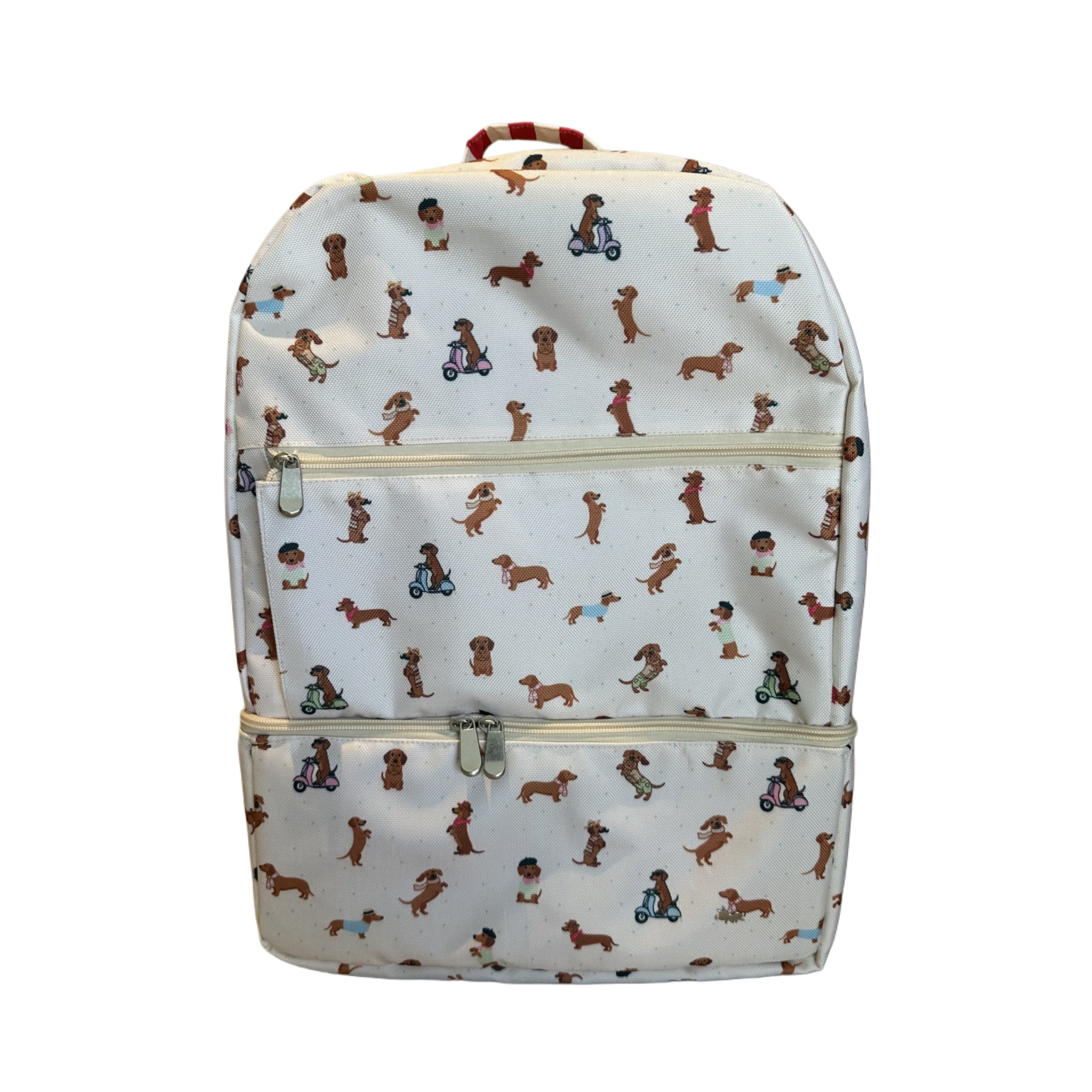 MOCHILA PAÑALERA IMPERMEABLE PERROS SALCHICHA NIÑA
