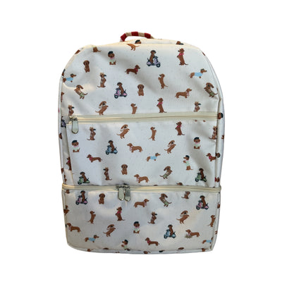 MOCHILA PAÑALERA IMPERMEABLE PERROS SALCHICHA NIÑA
