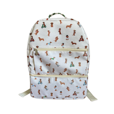 MOCHILA PAÑALERA IMPERMEABLE PERROS SALCHICHA NIÑO