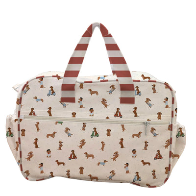 DIAPER BAG WITH CHANGING MAT RED DACHSHUND PRINT