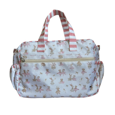 DIAPER BAG WITH CHANGING MAT PINK MICE BALLERINAS PRINT