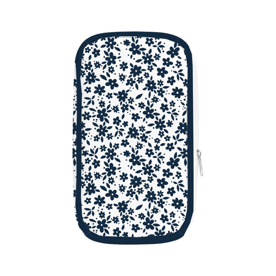 ESTUCHE ESCUELA FLORES AZULES