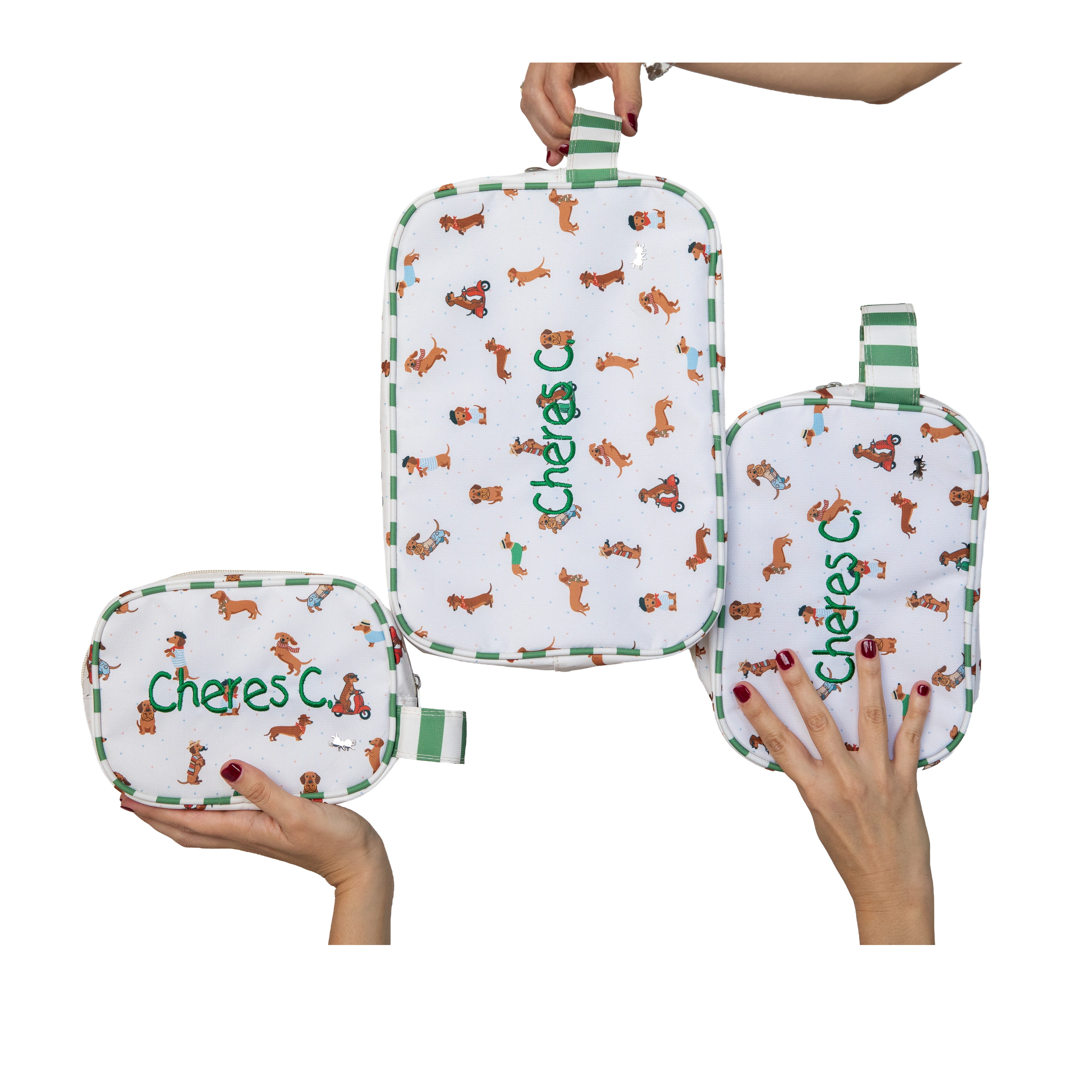 KIT 3 NECESERES ASA LATERAL MEDIANO PERROS SALCHICHAS NIÑO