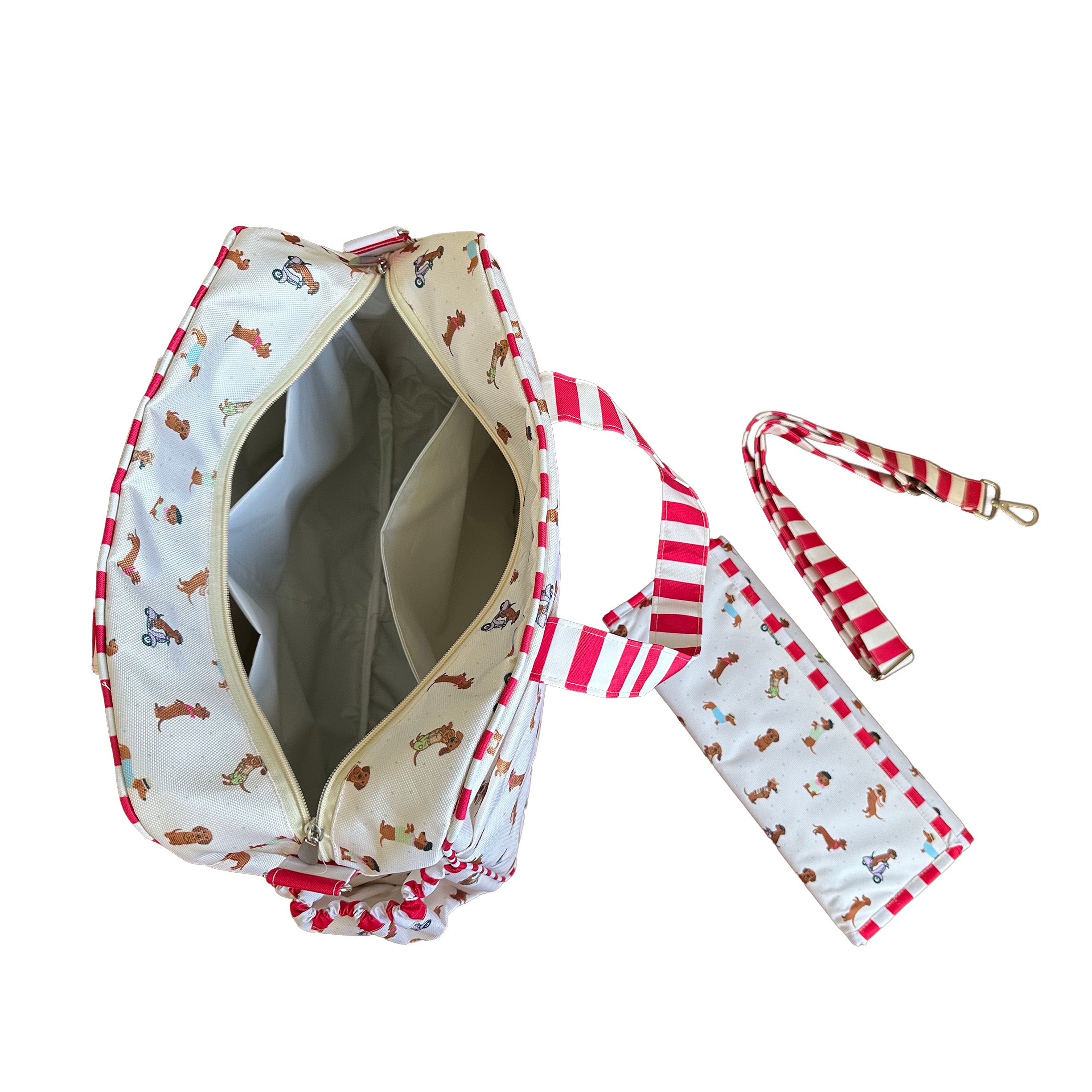 MALETA PAÑALERA CON CAMBIADOR PERRO SALCHICHA NIÑA